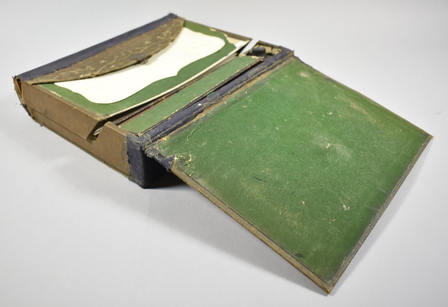 A Late 19th/Early 20th Century Cardboard Writing Slope Having Tooled Fabric Cover, 26cm wide - Image 2 of 3