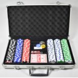 A Modern Cased Poker Set with Playing Cards, Dice, Gambling Chips, 39cm wide