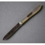 A Silver Bladed Mother of Pearl Cased Fruit Knife