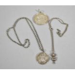 A Sterling Silver St.Christopher Medallion on Sterling Silver Chain and a Larger Example