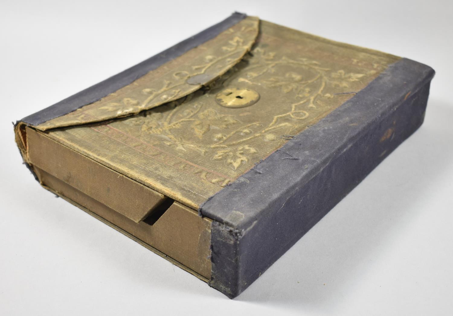 A Late 19th/Early 20th Century Cardboard Writing Slope Having Tooled Fabric Cover, 26cm wide