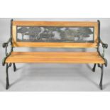 A Dolls Garden Bench with African Animal Back Panel, 83cm wide
