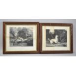 Two Oak Framed Landseer Prints, "The Dog and the Shadow" and "The Intruder", 22cm wide