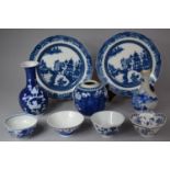 A Collection of Blue and White Ceramics to Include Chinese Prunus Pattern Ginger Jar with Double