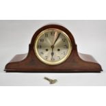 A Mid 20th Century String Inlaid Mahogany Napoleon Hat Mantle Clock with Ting-Tang Movement, 50cm