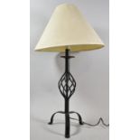 A Modern Wrought Iron Tripod Standard Lamp, with Shade, 71cm High