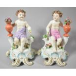 A Pair of Continental Porcelain Figures Having Spurious Gold Anchor Mark, 18cm high