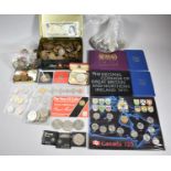A Collection of Five Various Coin Sets Together with Two Tins Containing Various Coins