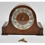 An Oak Westminster Chime "Anvil" Mantle Clock, 30cm wide