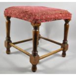 An Edwardian Oak Framed Square Topped Stool, 30cm