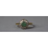 An 18ct Gold, Diamond and Emerald Ladies Dress Ring, Size H, 2.6g