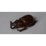 A Bronze Study of a Japanese Horned Rhinoceros Beetle, 6cm wide