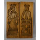A Pair of Carved Wooden Moulds Portraits of Gents and Lady Each 52cm High