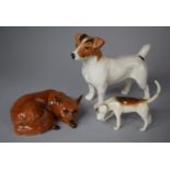 A Beswick Jack Russell Terrier, Beswick Hound (Tail AF) and a Beswick Fox (AF) no.1017