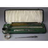 A Collection of Silver and Silver Plated Items to Include Button Hook, Fork, Silver Handled