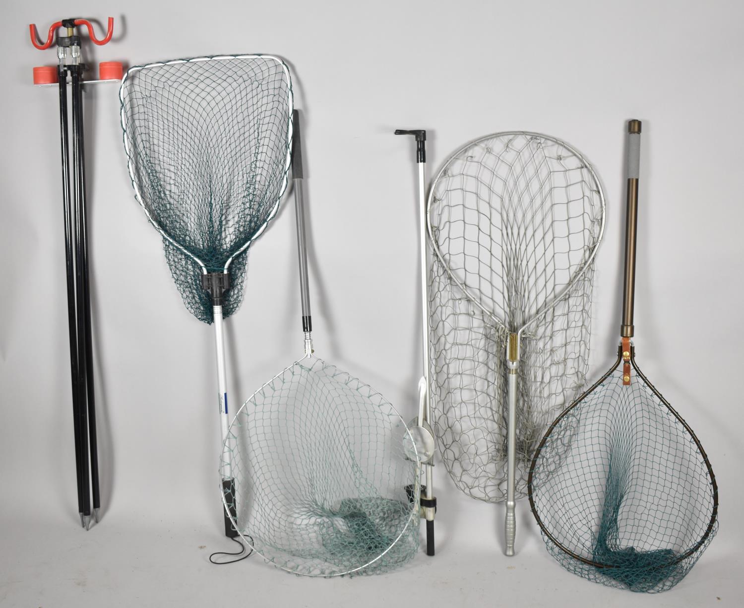A Collection of Various Angling Landing Nets, Beach Mast Tripod Etc