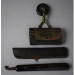 A Japanese Kiseru Pipe Housed in Carved Wooden Case, 23cm Long, Together with a Leather Pipe and