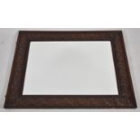 An Edwardian Blind Carved Oak Framed Bevel Edge Wall Mirror, 67cm Wide