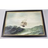 A Framed Oil on Board Depicting Tea Clipper in Stormy Sea, Signed E Tringali, 47cm wide