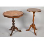 An Inlaid Italian Tripod Table and a Small Modern Mahogany Wine Table