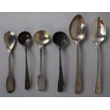 A Collection of Five Georgian and One Victorian Silver Salt Spoons and Coffee Spoons