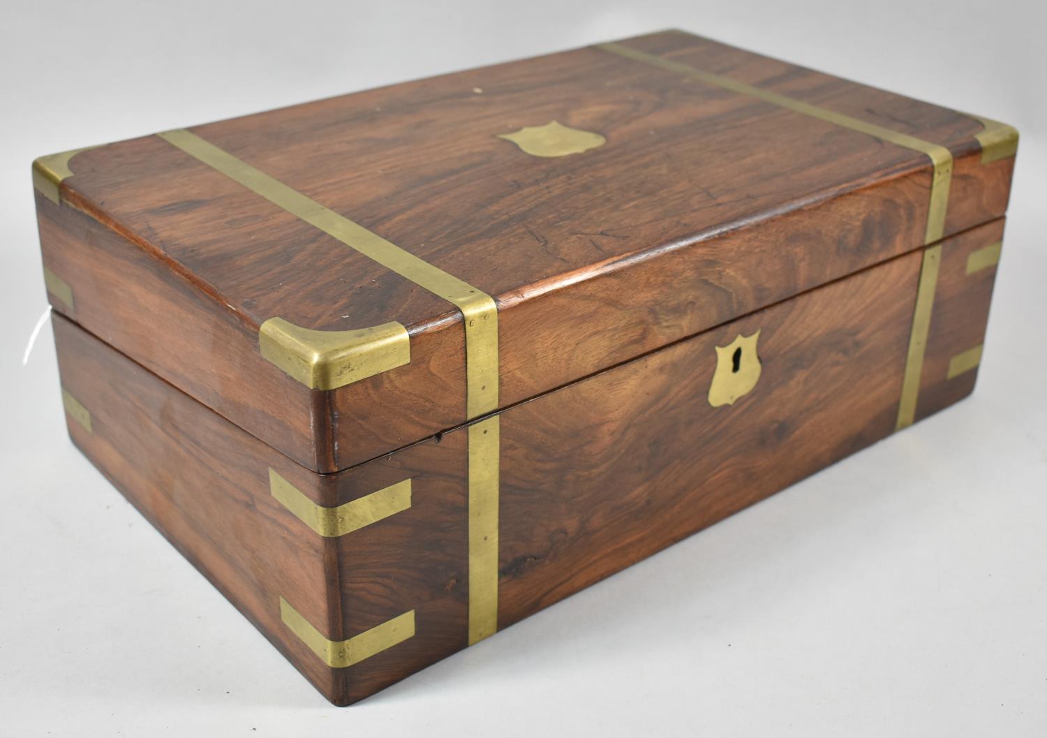 A Brass Mounted Rosewood Campaign Writing Slope with Fitted Interior to Include Secret Drawer, 39.