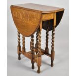 A Small Oak Barley Twist Gate Leg Drop Leaf Table, 62cm Wide