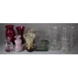 A Collection Of Various Glassware to include Studio Glass, Cut Glass Vases, Sweet Meat Dish,