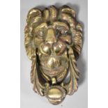 A Nice Quality Cast Brass Lion Mask Door Knocker, 18cm high