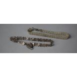Two Silver Bracelets, Three Bar Gate with Hallmark and Four Bead Stamped 925