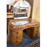 An Art Deco Serpentine Fronted Walnut Dressing Table, 112cm Wide