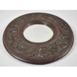 A Circular Blind Carved Circular Wooden Framed Wall Mirror, 31cm Diameter