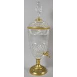 A Very Good Quality Cut Glass and Gilt Metal Vase Shaped Wine Decanter/Samovar with Vine and Grape