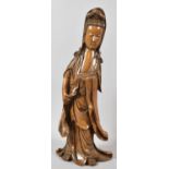 A Good Quality Carved Chinese Figure of Guanyin, 39cm high, Paper Label to Base, 29cm high
