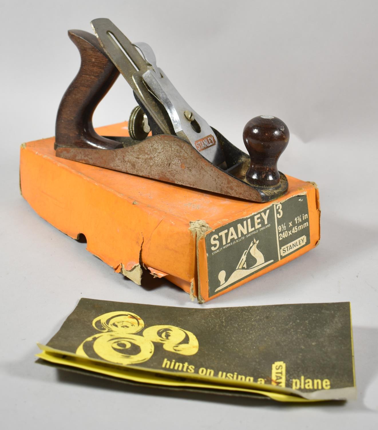 A Stanley Bailey No.3 Plane with Original Cardboard Box and Hints Booklet