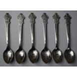 A Collection of Six Swiss Rolex Souvenir Spoons, Bucherer of Switzerland