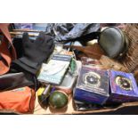 A Box Containing Various Angling Accessories and Sundries, Floats, Book, Weights, Gloves etc