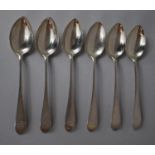 A Collection of Georgian Silver Teaspoons, Edinburgh Hallmarked Rubbed, 68g