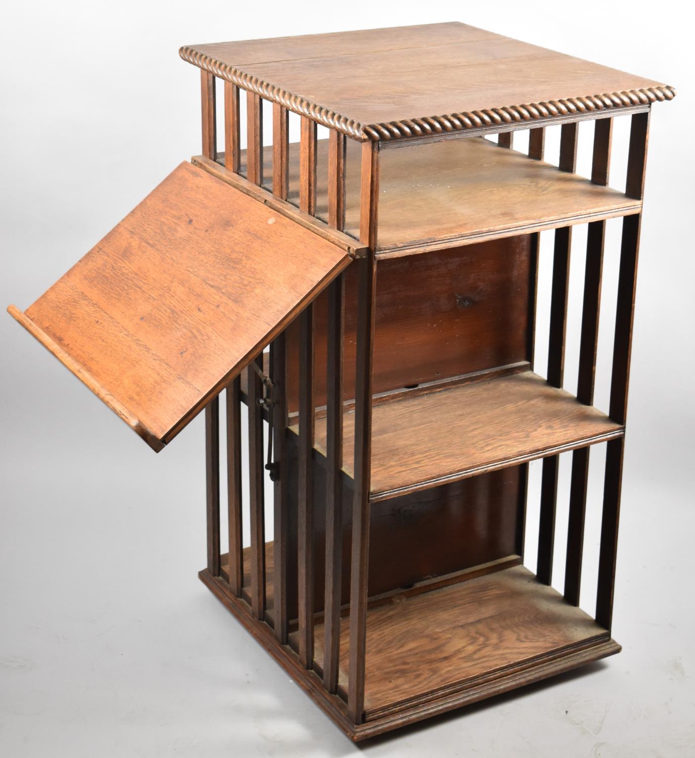 An Edwardian Oak Revolving Bookcase with Hinged Lectern, 93cm high - Image 2 of 2