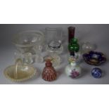 A Collection of Various Glassware to include Continental Cat Paperweight, Various Other Paperweights