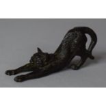 A Bronze Study of Stretching Cat, 6.5cm x 3cm high