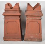 A Pair of Terracotta Castellated Chimney Pots, Each 70cm high