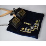 Two Jewish Tefillin Cubic Black Plastic Boxes with Leather Straps to Be Worn by Jewish Men on Head