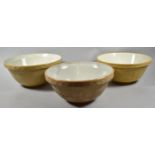 A Collection of Three Glazed Stoneware Mixing Bowls, 27cm Diameter