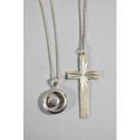 A Silver Crucifix and Chain Stamped 925 and a Silver Pendant, Spinning Heart on Silver Chain