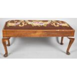 A Mid 20th Century Mahogany Framed Duet Stool with Tapestry Upholstery, 98cm wide