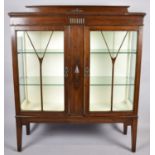 An Edwardian Oak Galleried Display Cabinet with Two Glass Shelves, 104cm Wide