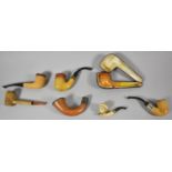 A Collection of Six Vintage Pipes to Include Meerschaum, Cased, American Together with a Continental