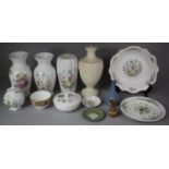 A Collection of Various Ceramics in include Aynsley Wild Tudor Vases, Wedgwood Lamp Base, Two Pieces