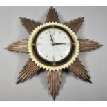 A Mid 20th Century Starburst Wall Clock by Metamec, 45cm Diameter